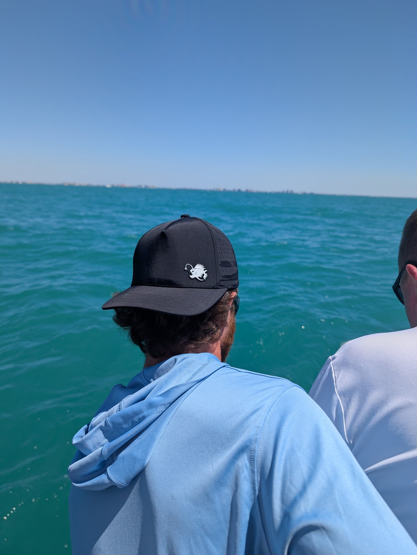 Performance Dry-Fit Black With White Angler Hat (6 panel)