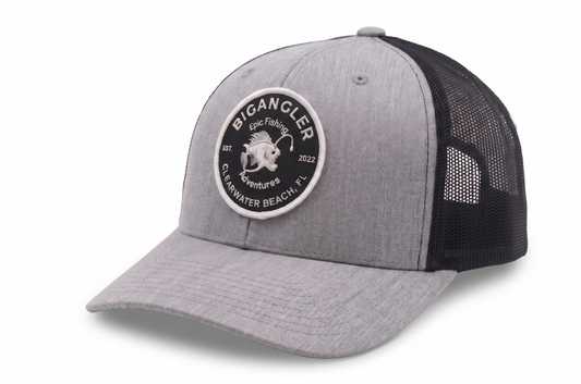 BigAngler Heather Gray / Black Mesh Hats (6-panel)