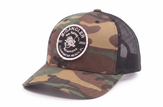 BigAngler Green Camo / Black Mesh Hats (6-panel)