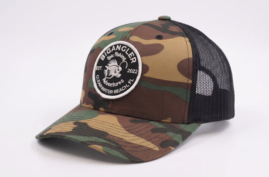 BigAngler Green Camo / Black Mesh Hats (6-panel)